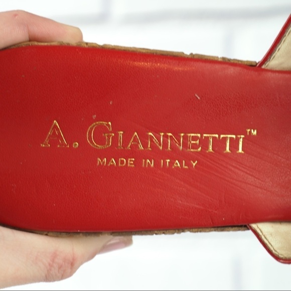 A. Giannetti sz 9 red patent leather wedge sandals - Picture 6 of 10